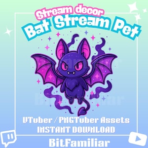 Pastel Goth Bat Stream Pet – PNG Overlay Asset for VTubers & PNGTubers