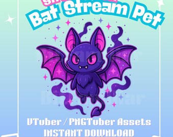 Pastel Goth Bat Stream Pet – PNG Overlay Asset for VTubers & PNGTubers