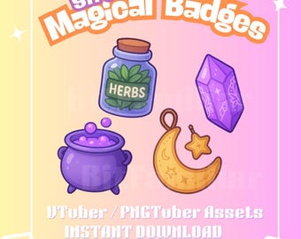 Magical Badge Pack – Magical Twitch & VTuber Assets | Instant Download