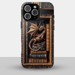 Dragon Phone Case – Bookish Flying Dragon Fantasy Cover, Book Lover Gift for iPhone, Samsung & Pixel