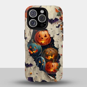 Halloween Ghost and Pumpkins Phone Case, Halloween Phone Cover, Halloween Gift Phone Case, Tough Case for iPhone, Google Pixel & Samsung