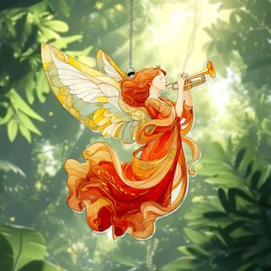 Angel Fairy Suncatcher, Stained Glass Style Window Hanging, Sun Catcher Gift, Fairy Angel Decor for Home, Garden, Christmas Tree Ornament