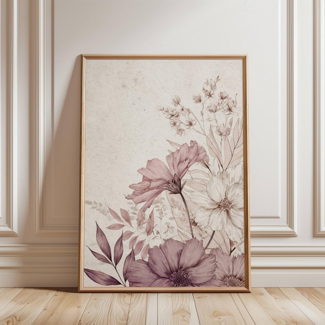 Japandi Floral Line Art Print – Wabi Sabi Illustration (digital ...