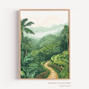 Ubud Bali Rice Terrace Printable – Bali Landscape Wall Art – Travel Poster – Instant Digital Download