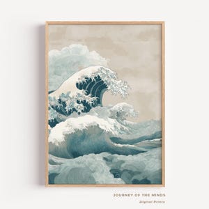 Hokusai Wave Art Print: Japandi Coastal Decor (Digital Download)