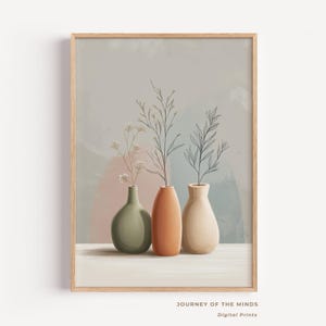 Japandi Vase Wall Art – Minimalist Botanical Still Life Print, Neutral Zen Decor, Wabi Sabi Aesthetic Poster, Digital Download