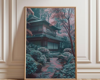 Japanese Garden Print – Tranquil Temple Landscape, Japandi Decor (Digital Download)