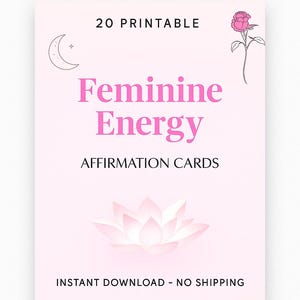 20 Tarjetas de Afirmación de Energía Femenina – Baraja de Amor Propio Imprimible para Confianza, Sanación y Magnetismo – Descarga Instantánea en PDF