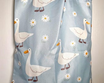 Goose Canvas Tote Bag • Pastel Blue with Daisy Flowers