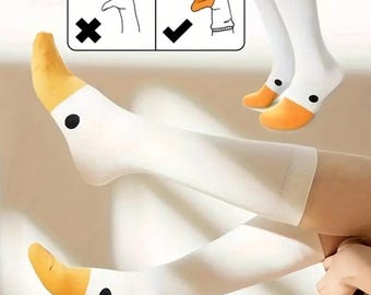 Silly Goose Socks – Funny White Socks One Size Fits All | Cute Animal Novelty Gift for Goose Lovers, Fun Quirky Sock Gift Idea