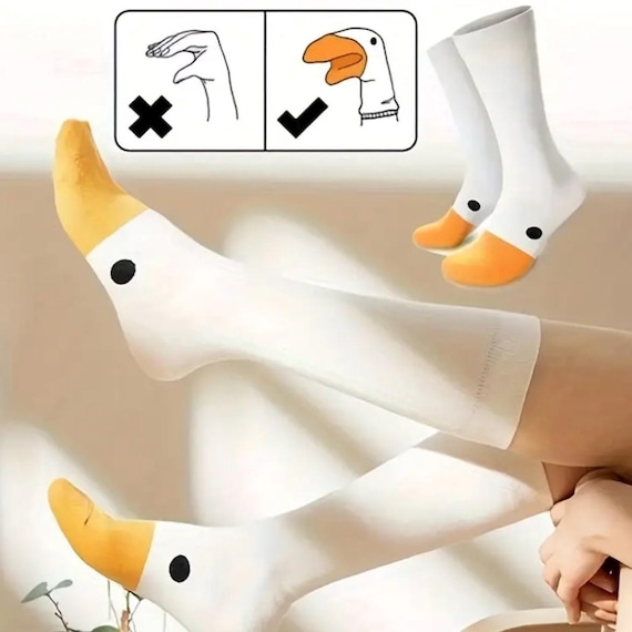 Silly Goose Socks – Funny White Socks One Size Fits All | Cute Animal Novelty Gift for Goose Lovers, Fun Quirky Sock Gift Idea