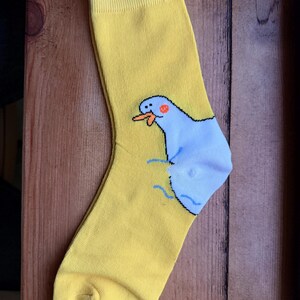 Silly Goose Socks – Funny White Socks One Size Fits All | Cute Animal Novelty Gift for Goose Lovers, Fun Quirky Sock Gift Idea Yellow