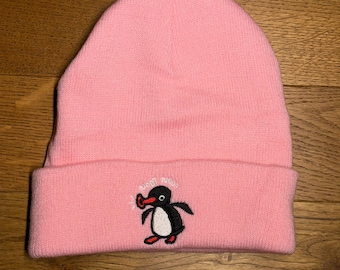 Embroidered Penguin Beanie • "Noot Noot" Winter Hat