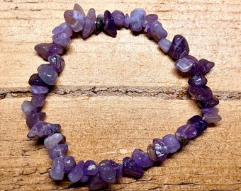 Amethyst Crystal Bracelet – Purple Gemstone, Calming Energy Jewelry
