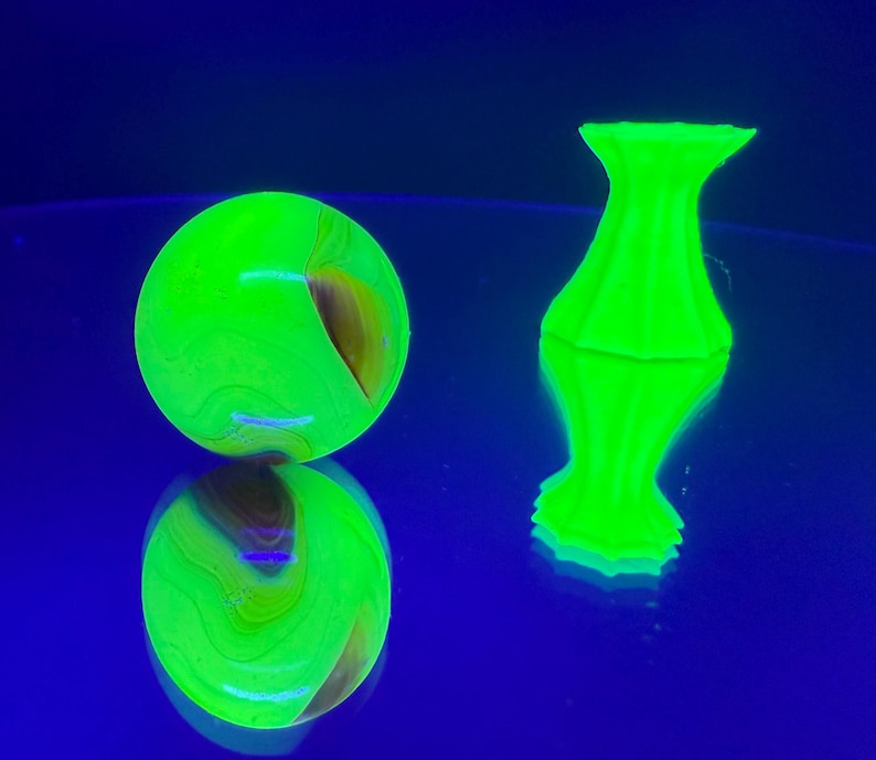 Uranium Swirl Marble With Black Light Reactive Stand - Etsy