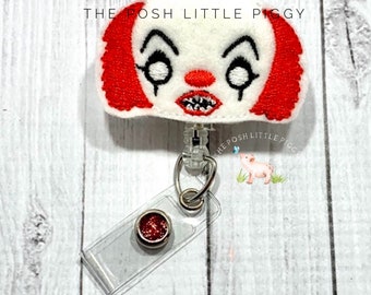 Classic Horror Clown Retractable Badge ReelScary Movie Clown Name Badge Holder MADE TO ORDER