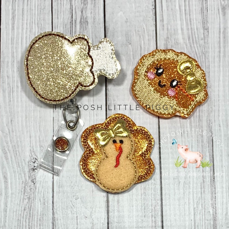 Thanksgiving fall badge reel set pie pumpkin nurse medical badge reel turkey leg badge reel charms custom glitter badge reel felties