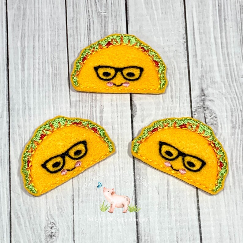 taco badge felties holiday badge reel topper nurse badge reel topper badge reel topper teacher badge Nerdy taco badge reel topper
