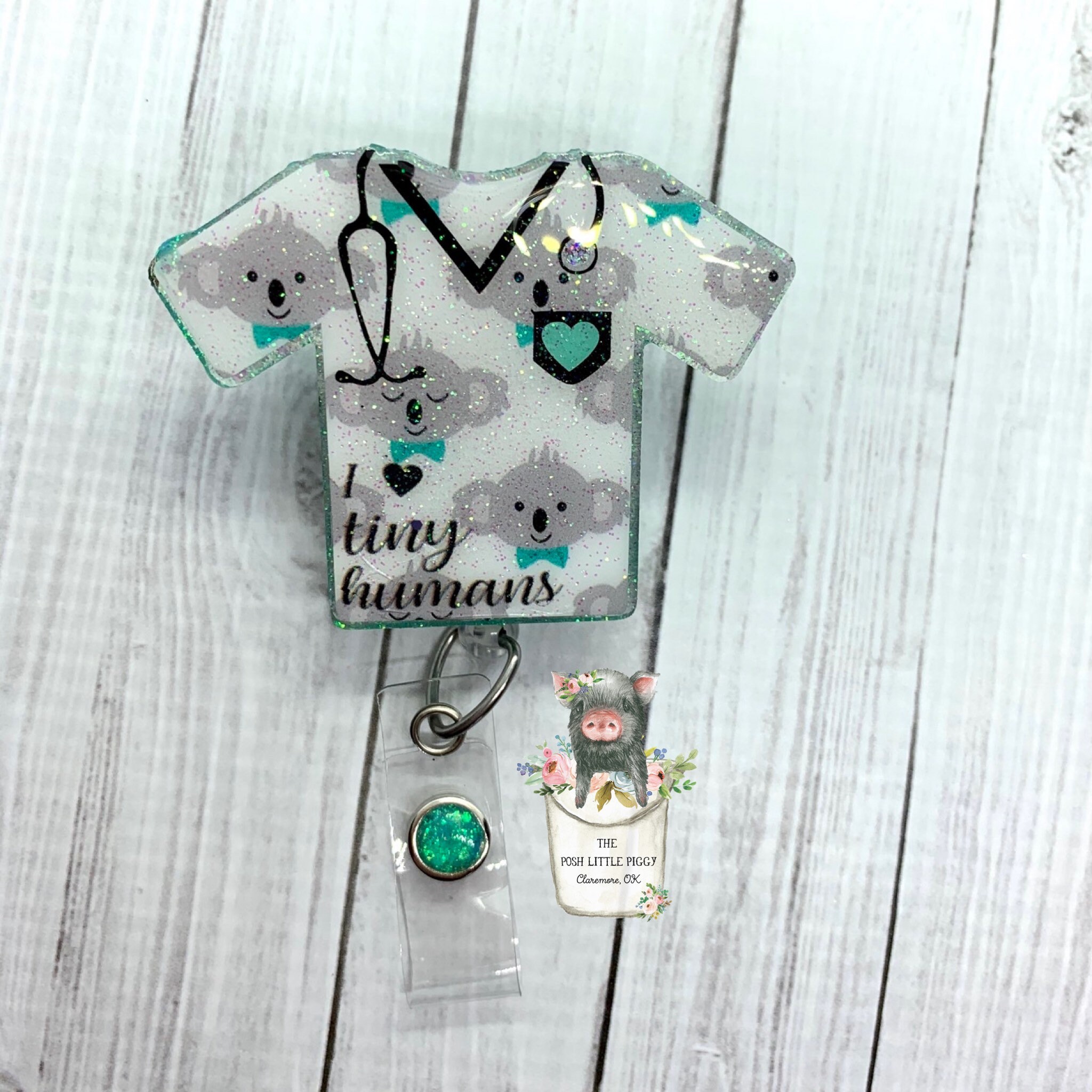 Pediatric nurse badge reel custom glitter badge ID reel Etsy