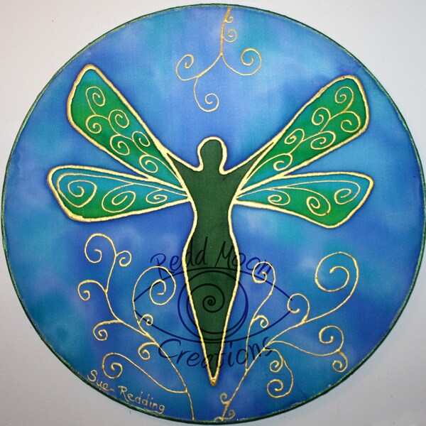 Spring Dragonfly Goddess Silk Painting Round
