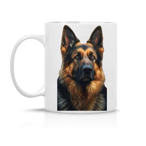 German Shepherd Dog Mug Pet Lover Gift, Dog Mom Coffee Cup Shepherd Dog Mug  Realistic Dog Art Ceramic Cup for Dog Dad German Shepherd Portr