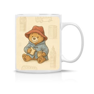 Paddington-Inspired Teddy Bear Mug Adorable Tea & Toast Design London Icons Gift for Bear Fans Cozy Bear Mug with British Landmarks Cute