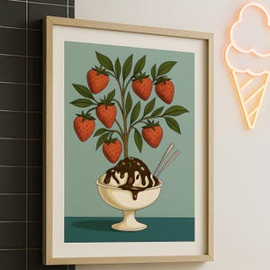 Ice Cream Art - Wall Art Home Decor - Print A3 A4 - Bold Funky Vibrant Quirky Poster