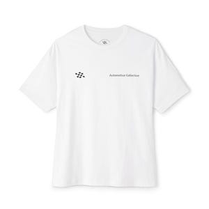 May include: A white short-sleeve t-shirt featuring a small black checkered flag icon and the text Automotive Collective printed on the left chest area. The garment has a crew neckline and a standard fit with short sleeves.