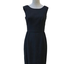 Algo Original Classic Black Fitted Sleeveless Dress Vintage 1950s Wiggle Silhouette