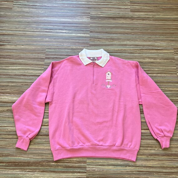 Morning Sun Pink Sweatshirt Top Collar Zip Neck B… - image 2