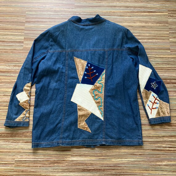Denim Chambray Patchwork Blazer Jacket Vintage Al… - image 7