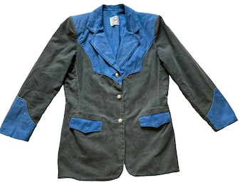 Mid-West Garment Co Blau Schwarz Jeans Jacke Vintage Damen Western Blazer Groß