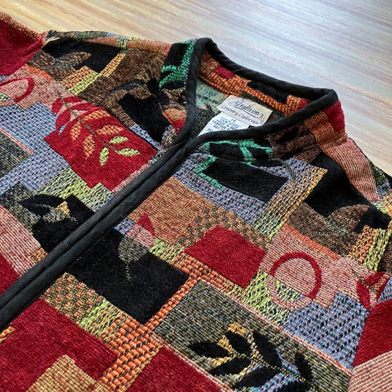 Textured Chenille Patchwork Tapestry Jacket Vinta… - image 3