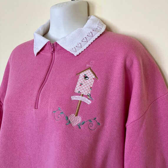 Morning Sun Pink Sweatshirt Top Collar Zip Neck B… - image 1