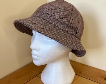 Vintage Verotricot Women’s Tweed Cloche Bucket Hat Brown Satin Ribbon Retro 70s Vintage 70s Tweed Bucket Hat Women Beige Wool Cloche Style  main image 4
