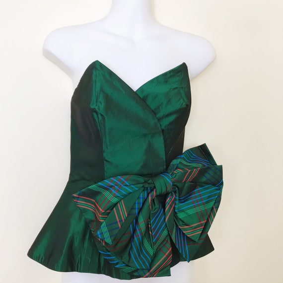 Pat McDonagh Iridescent Green Tartan Bustier Corse