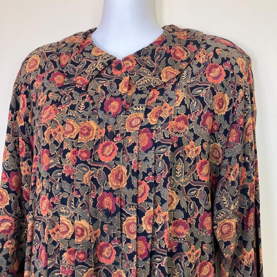 Chemise plissée col poète à manches longues automne floral haut