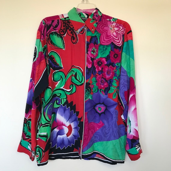 Versace Jeans Couture Bold Colorful Print Shirt B… - image 1