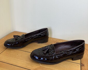 vintage patent leather european style loafers / size 7 Horse Bit Loafer in Lug Sole - Carrucci Shoes main image 3