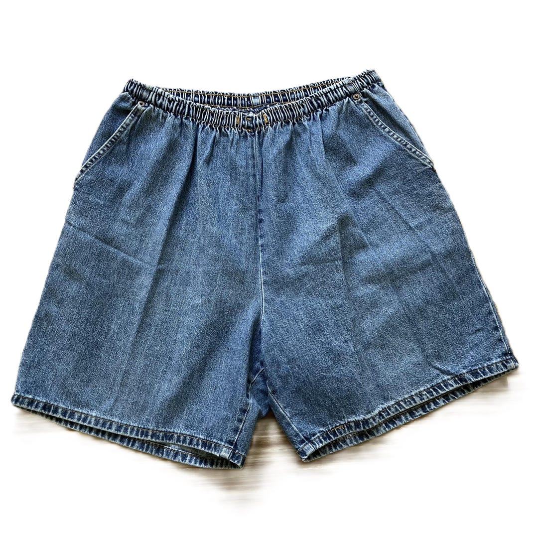 Bobbie Brooks Pull on Jean Shorts With Pockets Vintage 90s Blue