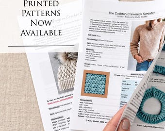PRINTED CROCHET PATTERNS, Physical Crochet Patterns Mailed to You, Full Color Double-Sided, Choose Your Ruby Webbs Patterns