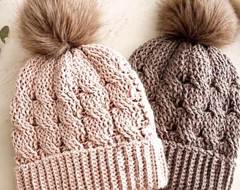 CROCHET PATTERN, The Berkley Crochet Beanie, Double Brim Beanie, Crochet Hat Pattern, Crochet Cables, Crochet Pattern