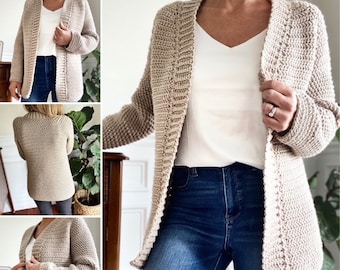 CROCHET PATTERN, The Callen Top Down Cardigan, Crochet Cardigan Pattern, Sweater Pattern