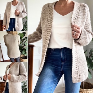 CROCHET PATTERN, The Callen Top Down Cardigan, Crochet Cardigan Pattern, Sweater Pattern image 1