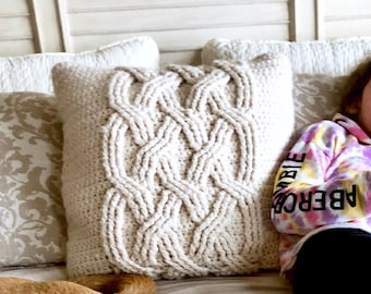 CROCHET PATTERN, Chunky Cabled Pillow Pattern, Crochet Pillow Pattern, Pillow Cover Pattern, Crochet, Pattern, Pillow Pattern, Patterns