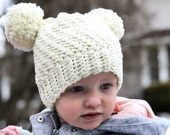 CROCHET PATTERN, Simple Seed Stitch Beanie, Crochet Baby and Toddler Hat Pattern, Easy Crochet Pattern