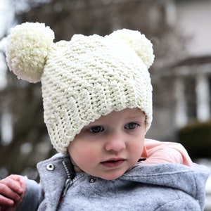 CROCHET PATTERN, Simple Seed Stitch Beanie, Crochet Baby and Toddler Hat Pattern, Easy Crochet Pattern image 1