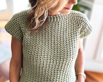 Cashtan Crochet Sweater Pattern, Top Down, Short & Long Sleeve, Beginner Friendly, Video Tutorial PDF