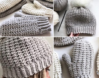 CROCHET PATTERN BUNDLE, The Remy Hat and Mitten Patterns, Crochet Patterns, Crochet Hat and Mitten Patterns, Easy Pattern, Mitten Pattern