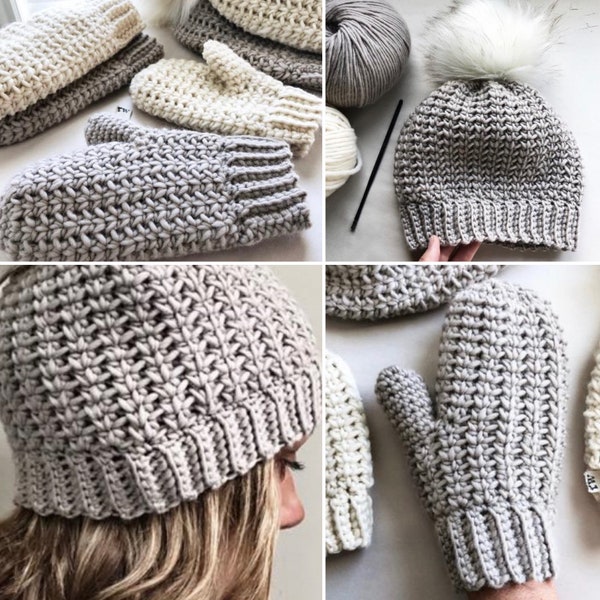 CROCHET PATTERN BUNDLE, The Remy Hat and Mitten Patterns, Crochet Patterns, Crochet Hat and Mitten Patterns, Easy Pattern, Mitten Pattern